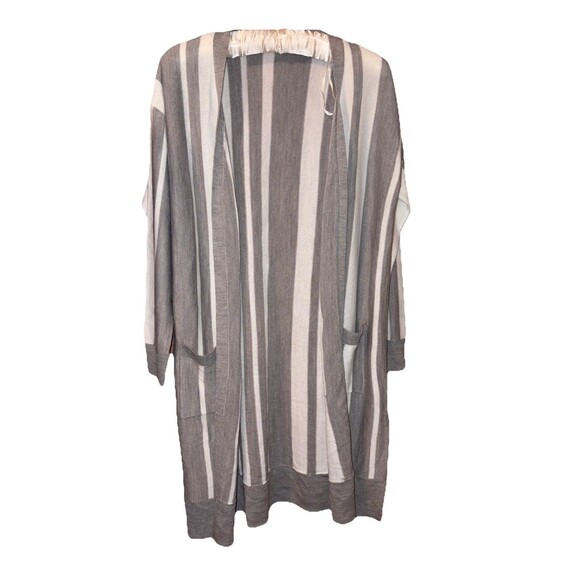 Sureve Japanese Brand Women's Open Front Cardigan Gray White Stripes Size M - Picture 1 of 6